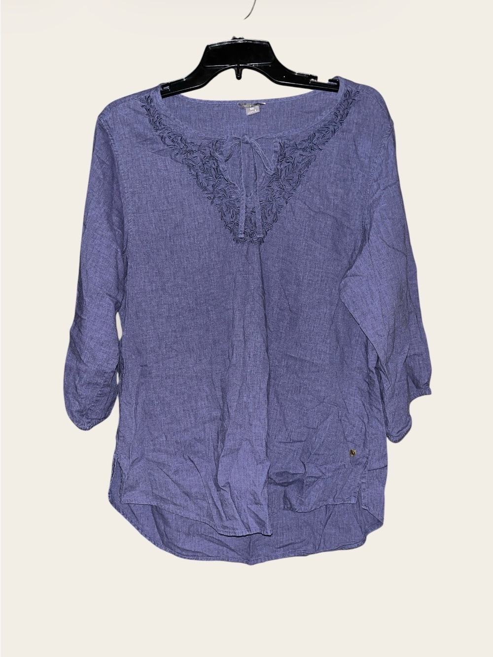 Eddie Bauer Embroidered V-Neck Linen Tunic